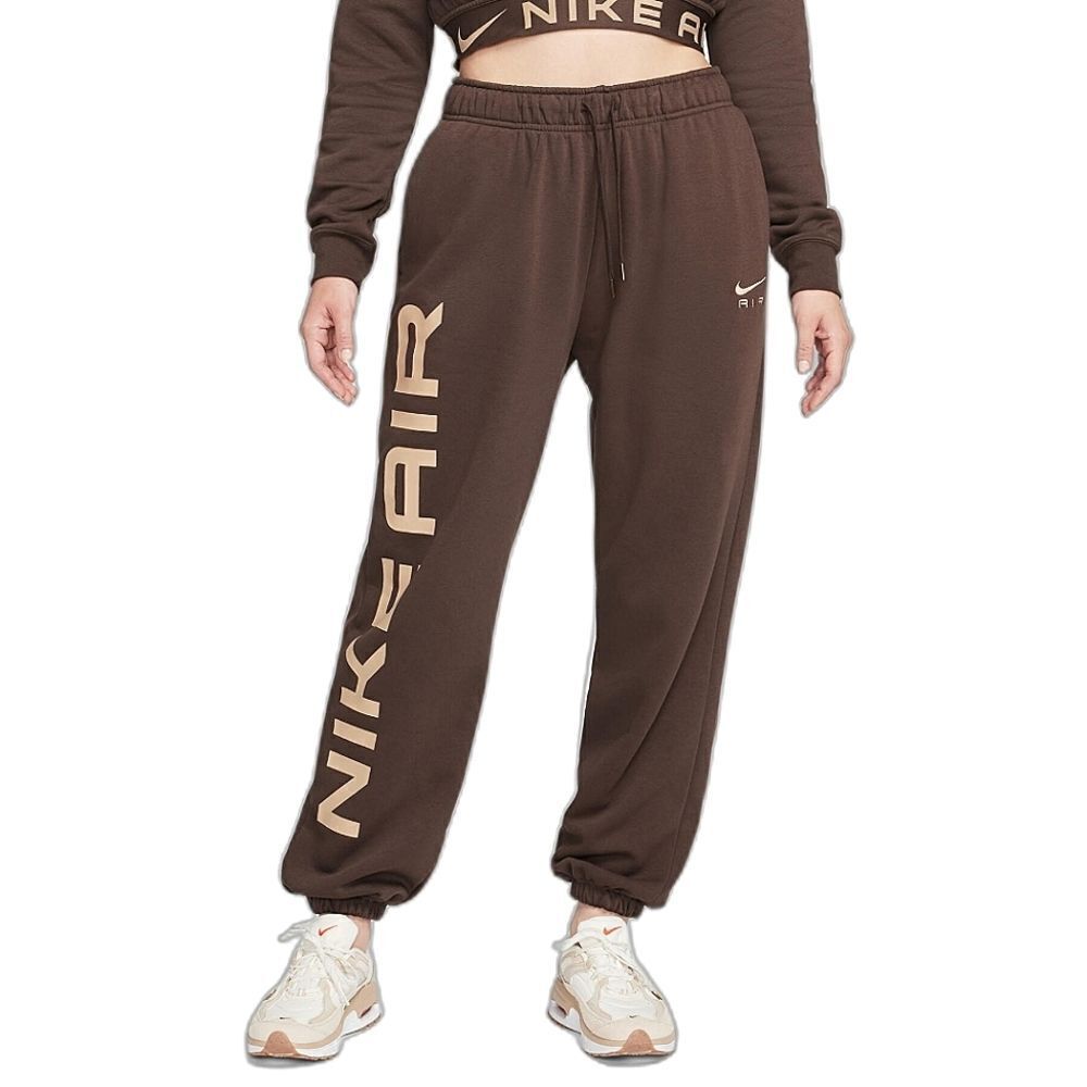 Nike Air Max High-Waisted Joggers Women's L Brown Beige Fleece New LE FB8051-237